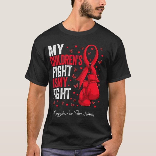 Red Ribbon Children Congestive Heart Failure Aware T-Shirt (Front)