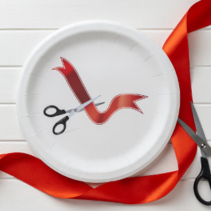 Red Ribbon Cutting Paper Plates