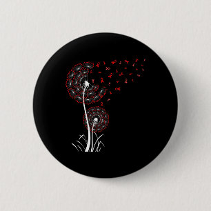 Red Ribbon Dandelion Heart Disease Blood Cancer Aw 6 Cm Round Badge
