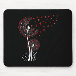 Red Ribbon Dandelion Heart Disease Blood Cancer Aw Mouse Pad