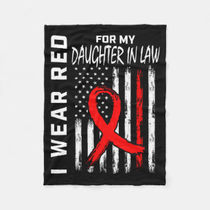 Red Ribbon Daughter In Law Heart Disease Awareness Fleece Blanket