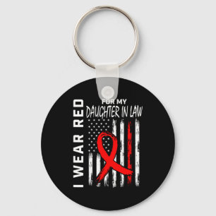 Red Ribbon Daughter In Law Heart Disease Awareness Key Ring