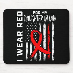 Red Ribbon Daughter In Law Heart Disease Awareness Mouse Pad