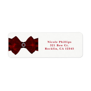 Red Ribbon & Diamonds Glam Bling Invitation Return Address Label