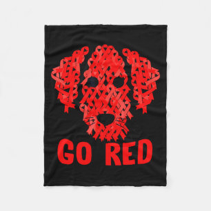 Red Ribbon Dog February Heart Disease Awareness Mo Fleece Blanket