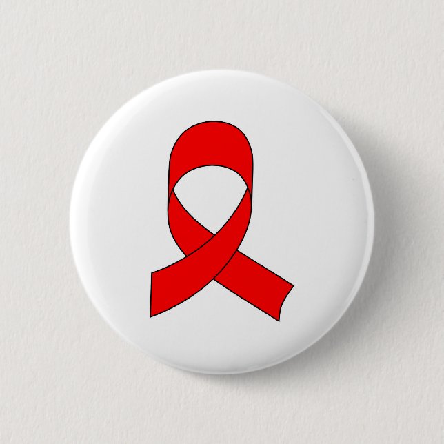 Red Ribbon Drawing 6 Cm Round Badge (Front)
