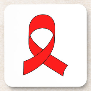 Red Ribbon Drawing Coaster