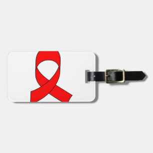 Red Ribbon Drawing Luggage Tag