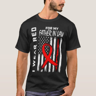 Red Ribbon Father In Law Heart Disease Awareness U T-Shirt