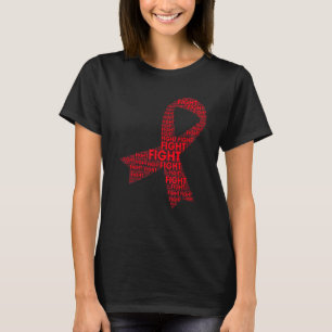 Red Ribbon Fight Hiv Aids Awareness Support Month T-Shirt