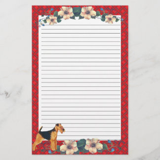 Red Ribbon Floral Lined Stationery