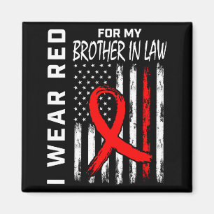 Red Ribbon For Brother In Law Heart Disease Awaren Magnet