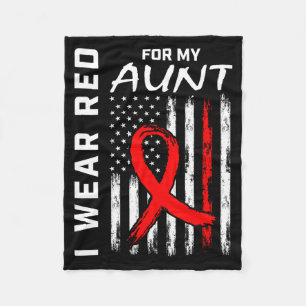 Red Ribbon For My Aunt Heart Disease Awareness Fla Fleece Blanket