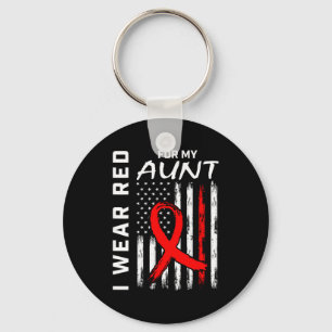 Red Ribbon For My Aunt Heart Disease Awareness Fla Key Ring