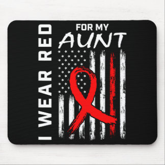 Red Ribbon For My Aunt Heart Disease Awareness Fla Mouse Pad