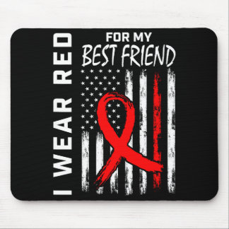 Red Ribbon For My Best Friend Heart Disease Awaren Mouse Pad