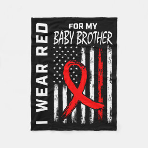 Red Ribbon For My Brother Heart Disease Awareness Fleece Blanket