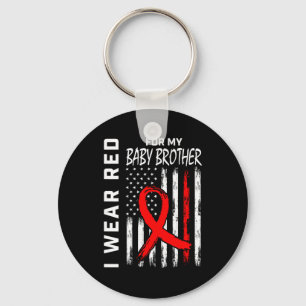 Red Ribbon For My Brother Heart Disease Awareness Key Ring
