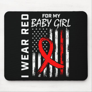 Red Ribbon For My Daughter Heart Disease Awareness Mouse Pad