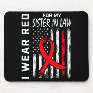 Red Ribbon For My Sister In Law Heart Disease Awar Mouse Pad