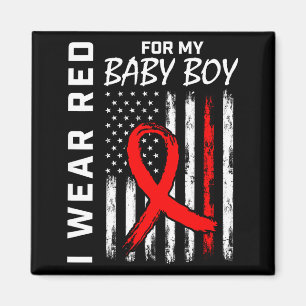 Red Ribbon For My Son Heart Disease Awareness Flag Magnet