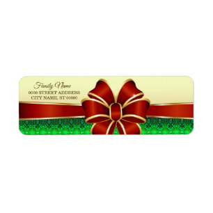 Red Ribbon Gold Return Address Label