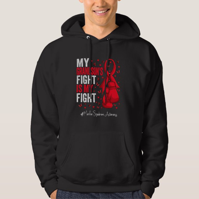 Red Ribbon Grandson Marfan Syndrome Awareness Hoodie (Front)
