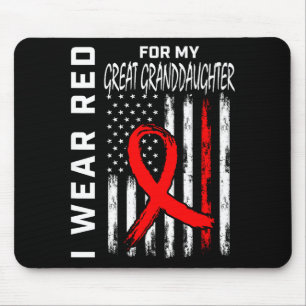 Red Ribbon Great Granddaughter Heart Disease Aware Mouse Pad