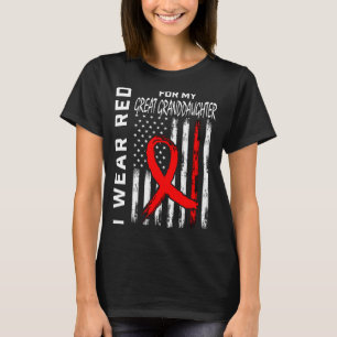 Red Ribbon Great Granddaughter Heart Disease Aware T-Shirt