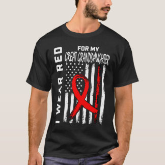 Red Ribbon Great Granddaughter Heart Disease Aware T-Shirt