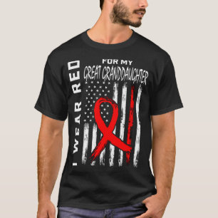 Red Ribbon Great Granddaughter Heart Disease Aware T-Shirt