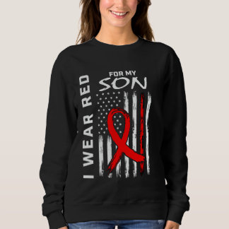 Red Ribbon Heart Disease Awareness American Flag G Sweatshirt