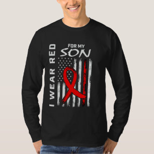Red Ribbon Heart Disease Awareness American Flag G T-Shirt