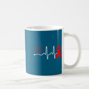 Red Ribbon Heartbeat Design For Heart Disease Awar Coffee Mug