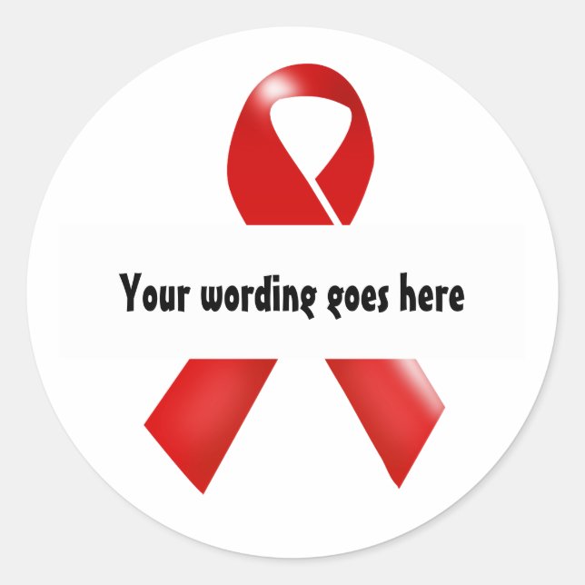 Red ribbon HIV Aids awareness | Personalise Classic Round Sticker (Front)