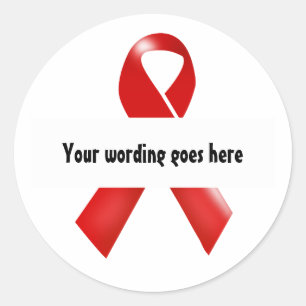 Red ribbon HIV Aids awareness   Personalise Classic Round Sticker