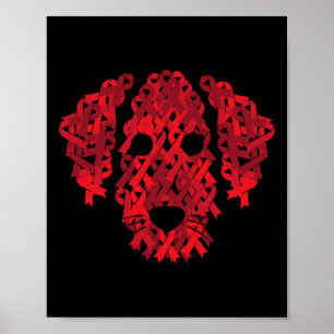 Red Ribbon Hiv Aids Brain Aneurysm Dog Awareness G Poster