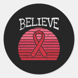 Red Ribbon HIV Aids Brain Aneurysm Stroke Awarenes Classic Round Sticker