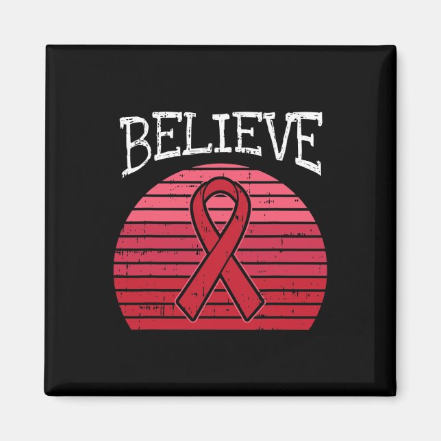 Red Ribbon HIV Aids Brain Aneurysm Stroke Awarenes Magnet (Front)