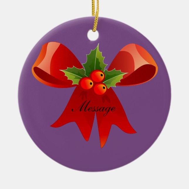 Red Ribbon Holly  Thunder_Cove Ceramic Tree Decoration (Front)