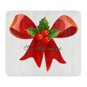 Red Ribbon Holly Thunder_Cove Cutting Board