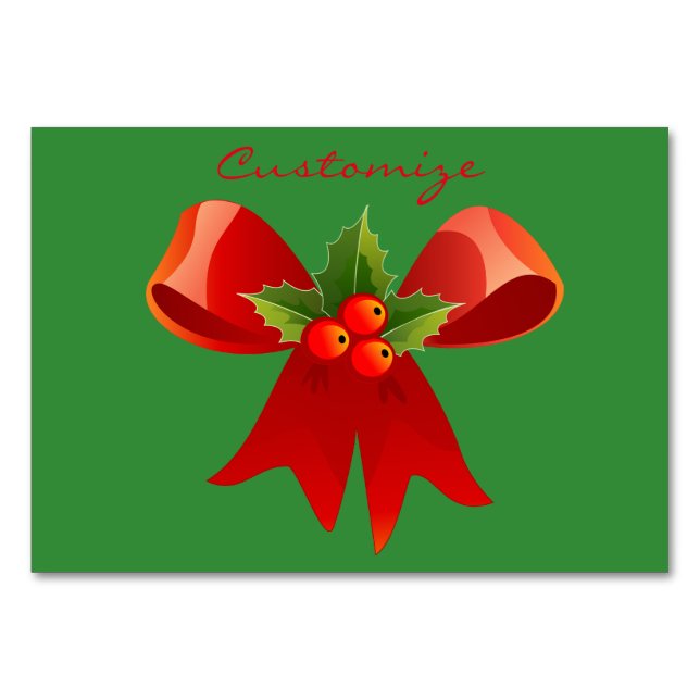 Red Ribbon Holly  Thunder_Cove Table Number (Front)