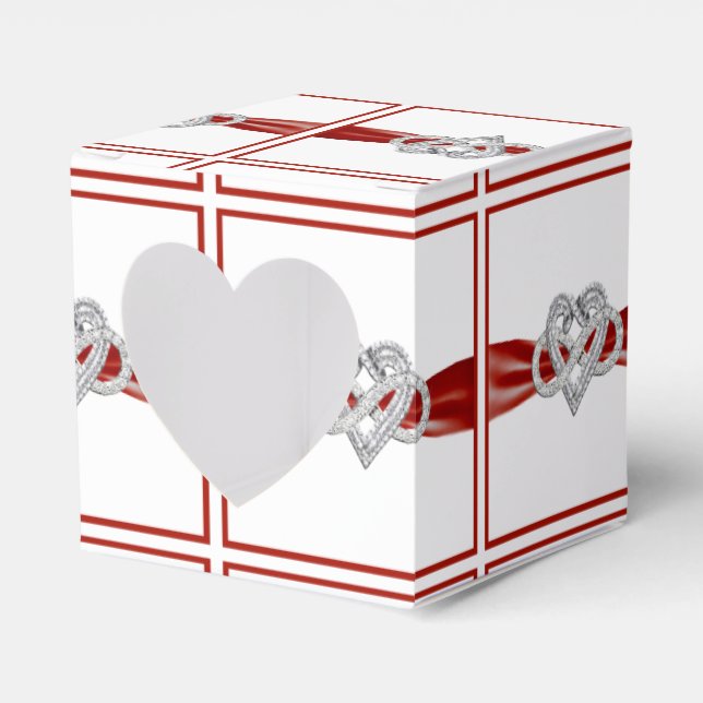 Red Ribbon Infinity Heart Favour Box (Front Side)