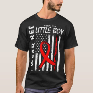 Red Ribbon Little Boy Son Heart Disease Awareness T-Shirt