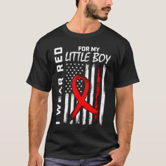 Red Ribbon Little Boy Son Heart Disease Awareness  T-Shirt