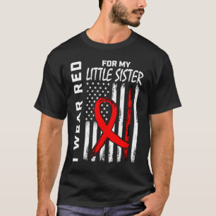 Red Ribbon Little Sister Heart Disease Awareness U T-Shirt