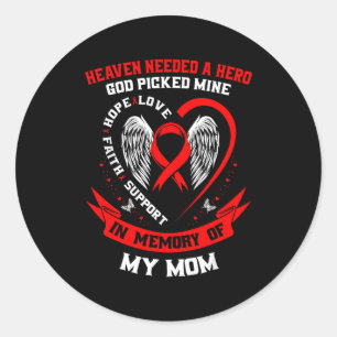 Red Ribbon Loss Of Mom Heart Disease Awareness Pro Classic Round Sticker