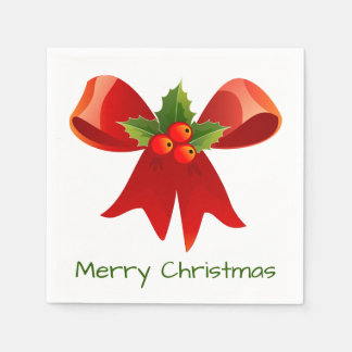 Red Ribbon Merry Christmas Napkin