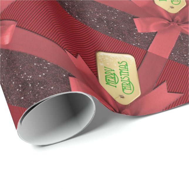 Red Ribbon Merry Christmas Wrapping Paper (Roll Corner)