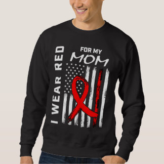 Red Ribbon Mom Heart Disease Awareness American Fl Sweatshirt